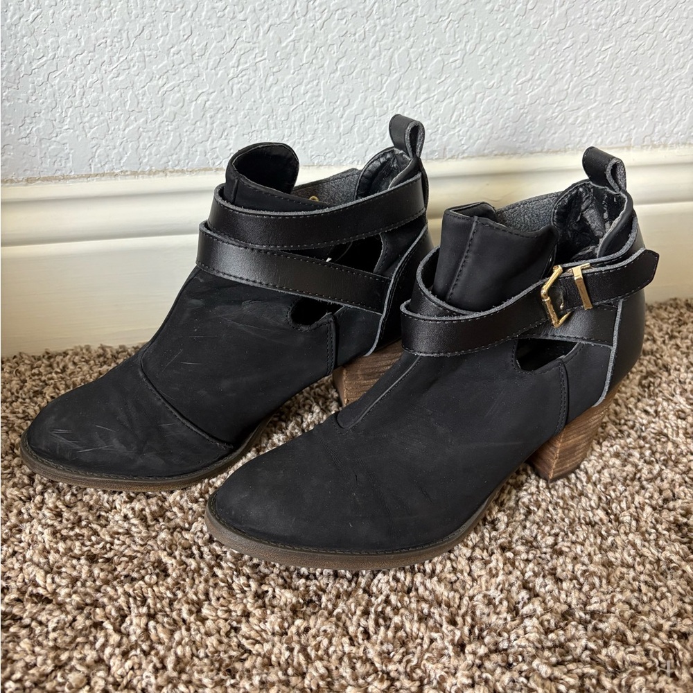 Black Ankle Boots with Buckle Detail size 9